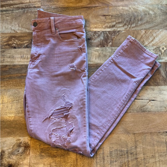 Mauve / Pink Distressed Next Level Flex Skinny Jeans - Picture 9 of 11
